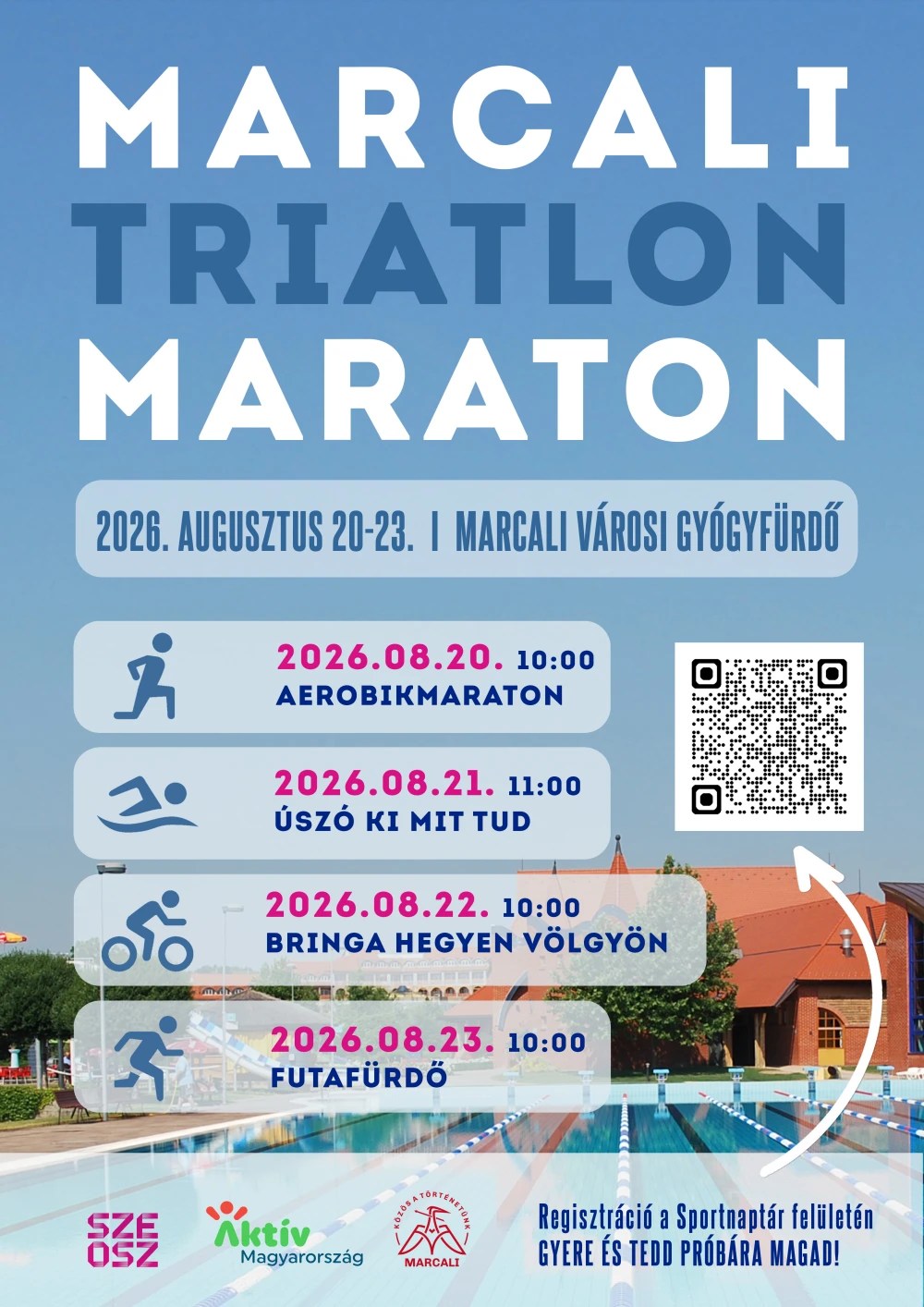 Földön, vízben, kétkeréken – Marcali Triatlon Maraton 2026.08.20-23-án a Fürdőben