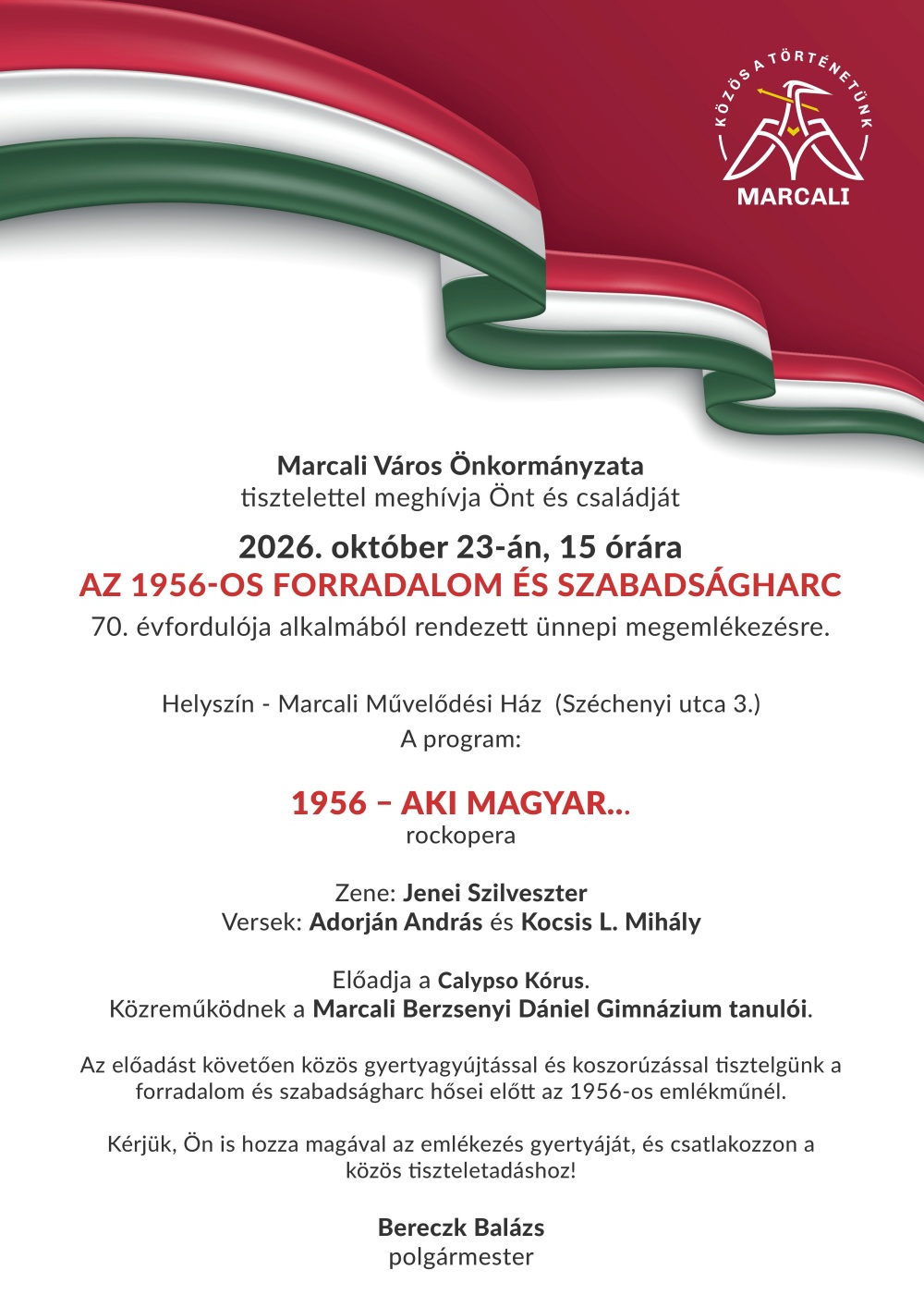 Megemlékezés az 1956-os Forradalom és Szabadságharc 70. évfordulója alkalmából